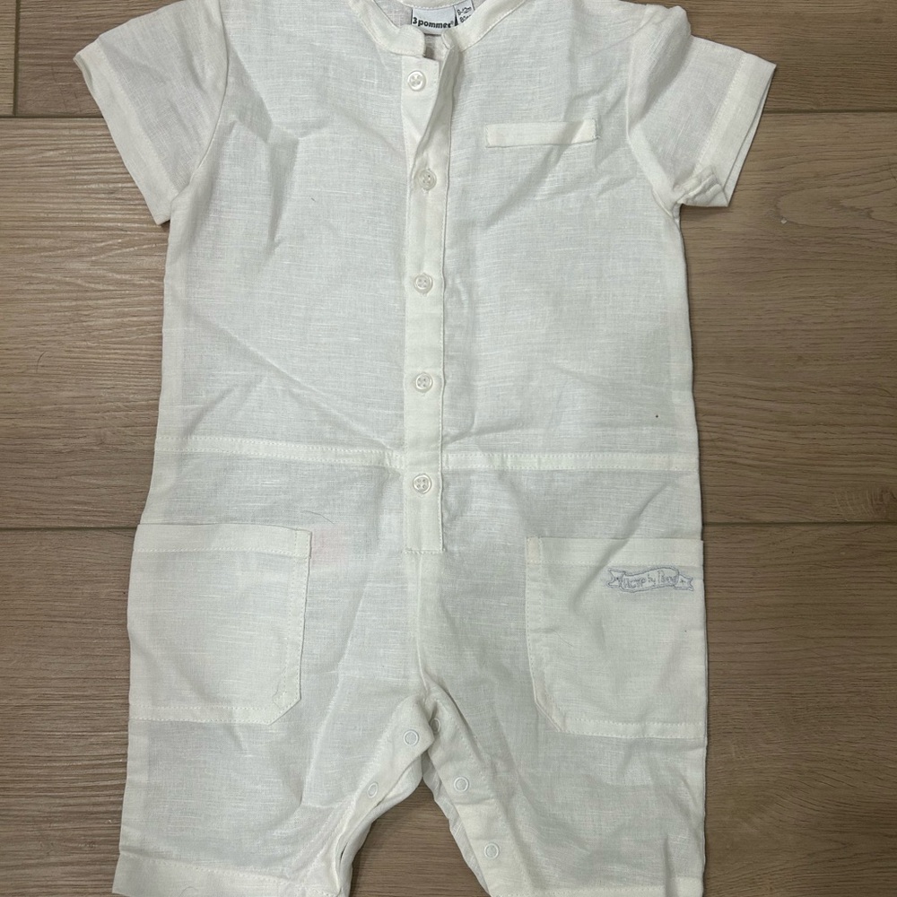 3Pommes Cream Button-Up Romper